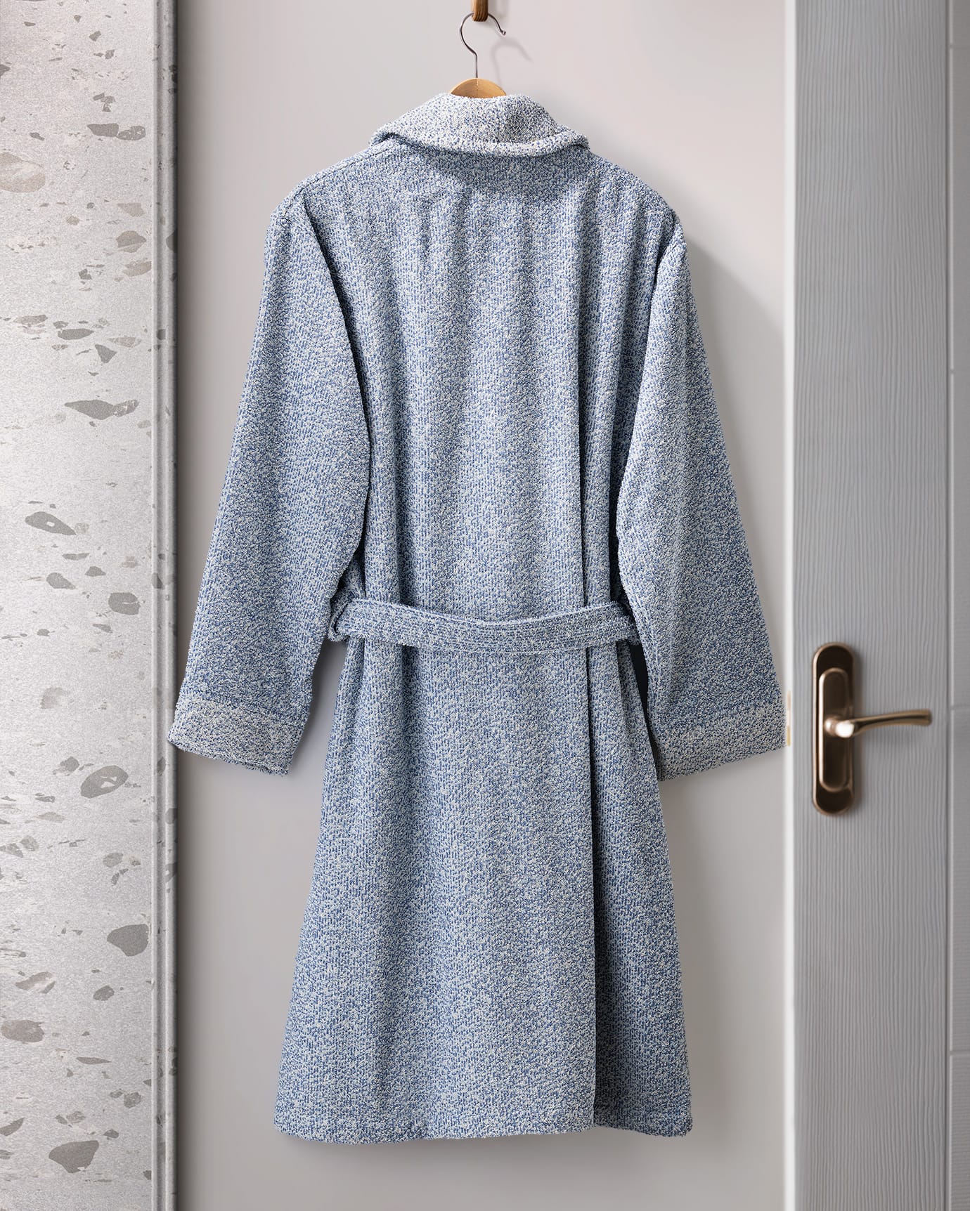 100% Cotton Shawl Collar Bathrobe - Absorbent & Soft Yarn Dyed