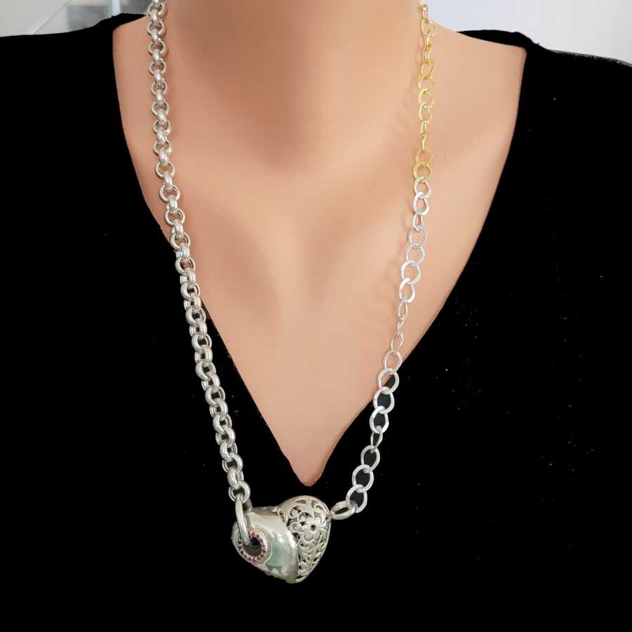 Professional Sterling Silver 3D Filigree Heart Necklace