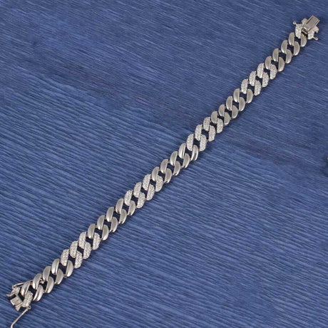 925 Sterling Silver Curb Chain Bracelet with Dazzling Zircon Accents