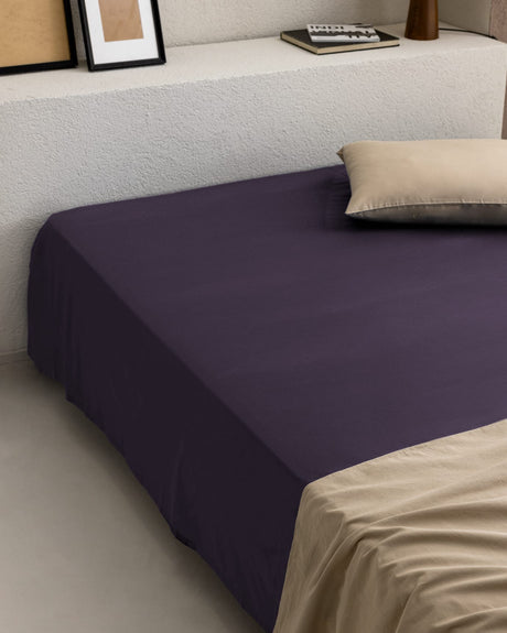 Double Size 100% Cotton Ranforce Flat Sheet - Purple Bedding