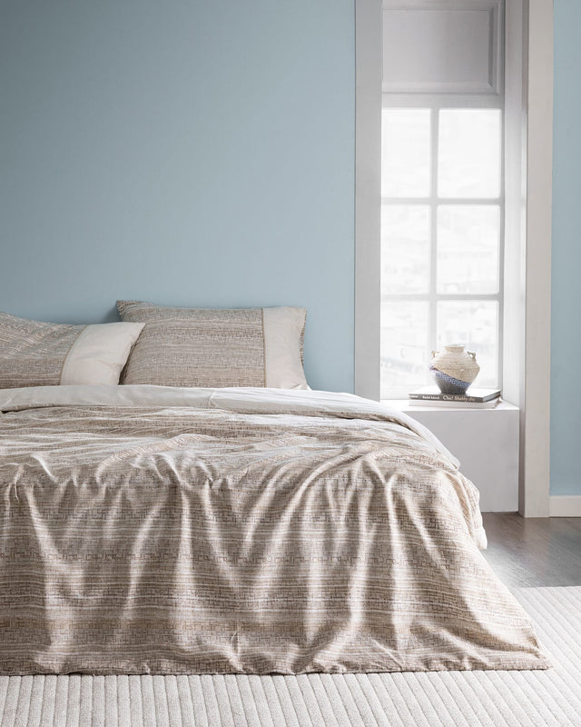100% Cotton King Size Duvet Cover Set - Crepe Printed Texture