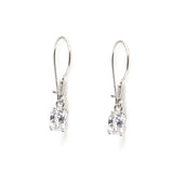 925 Sterling Silver Oval Zircon Dangle Earrings - Petite Design