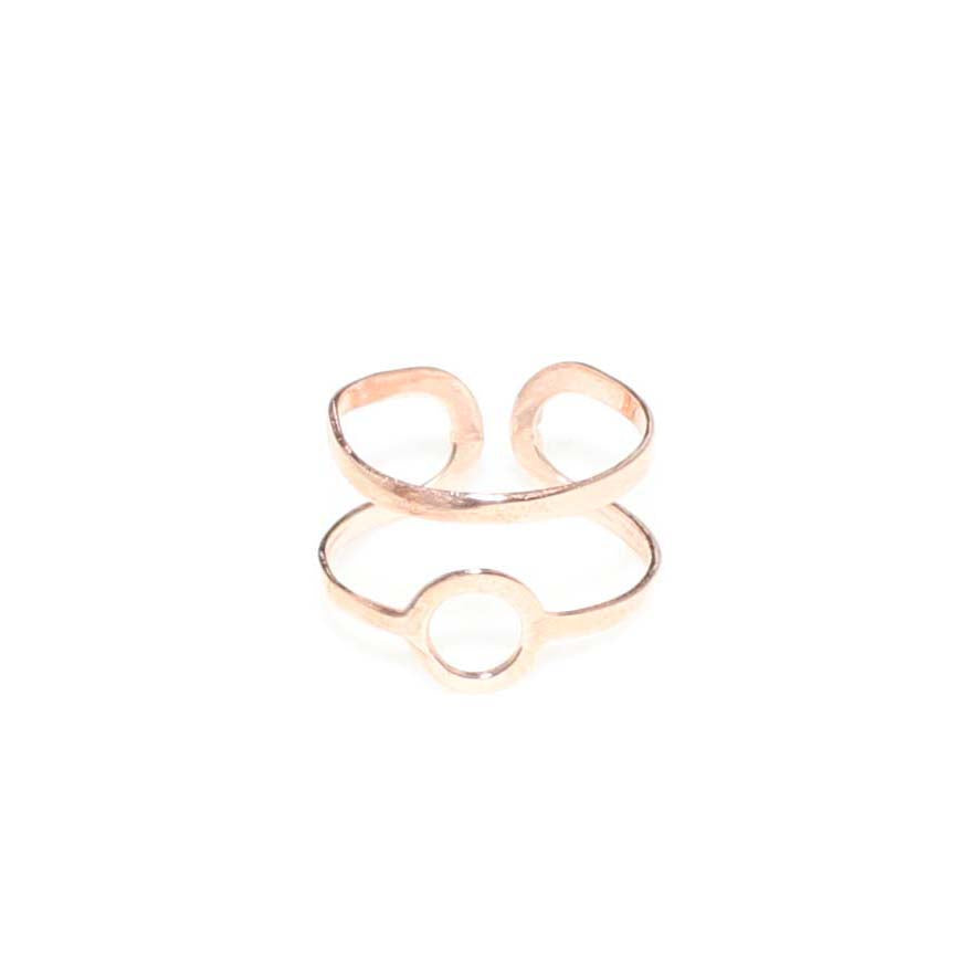 925 Sterling Silver Round Ring - Rose Plated & Adjustable