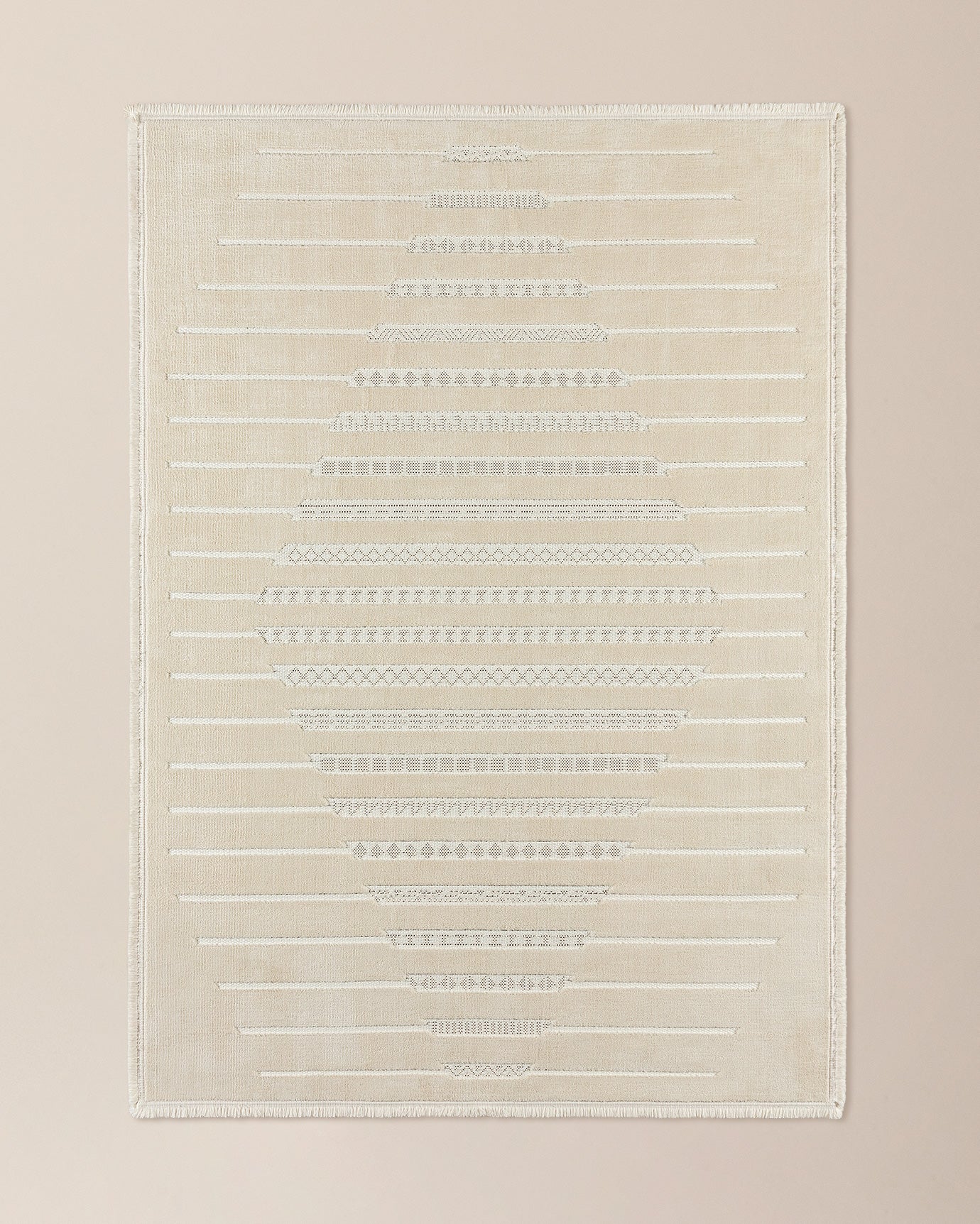 Ivory Trellis Geometric Area Rug - Modern Floor Carpet