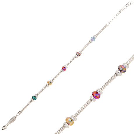 925 Sterling Silver Colorful Crystal Eternity Bracelet