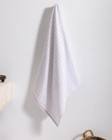 Cotton Blend Bath Towel - Grenat White/Red Design