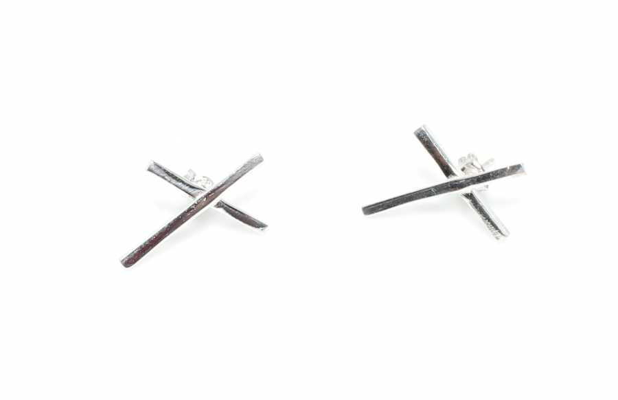 925 Sterling Silver Curved X Earrings - Modern Minimalist Design