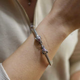 Sterling Silver Elephant Head Men's Twisted Cuff Bracelet with Ruby Zircon