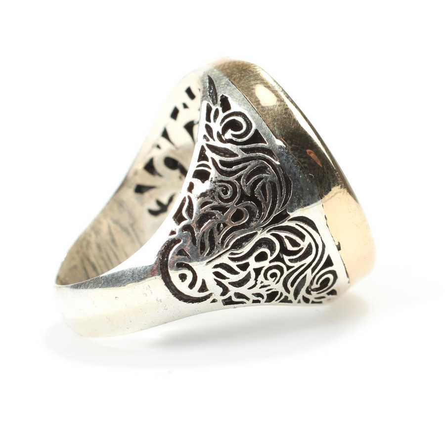 Sterling Silver Men's Ring with Crescent & Star Historical Motif