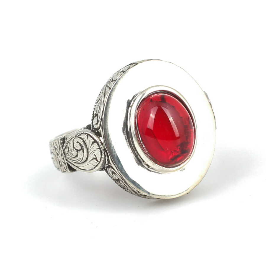 925 Sterling Silver Agate Men's Ring - Bold Flat Top Design