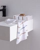 4-Pack Cotton Hand Towel Set - White & Beige