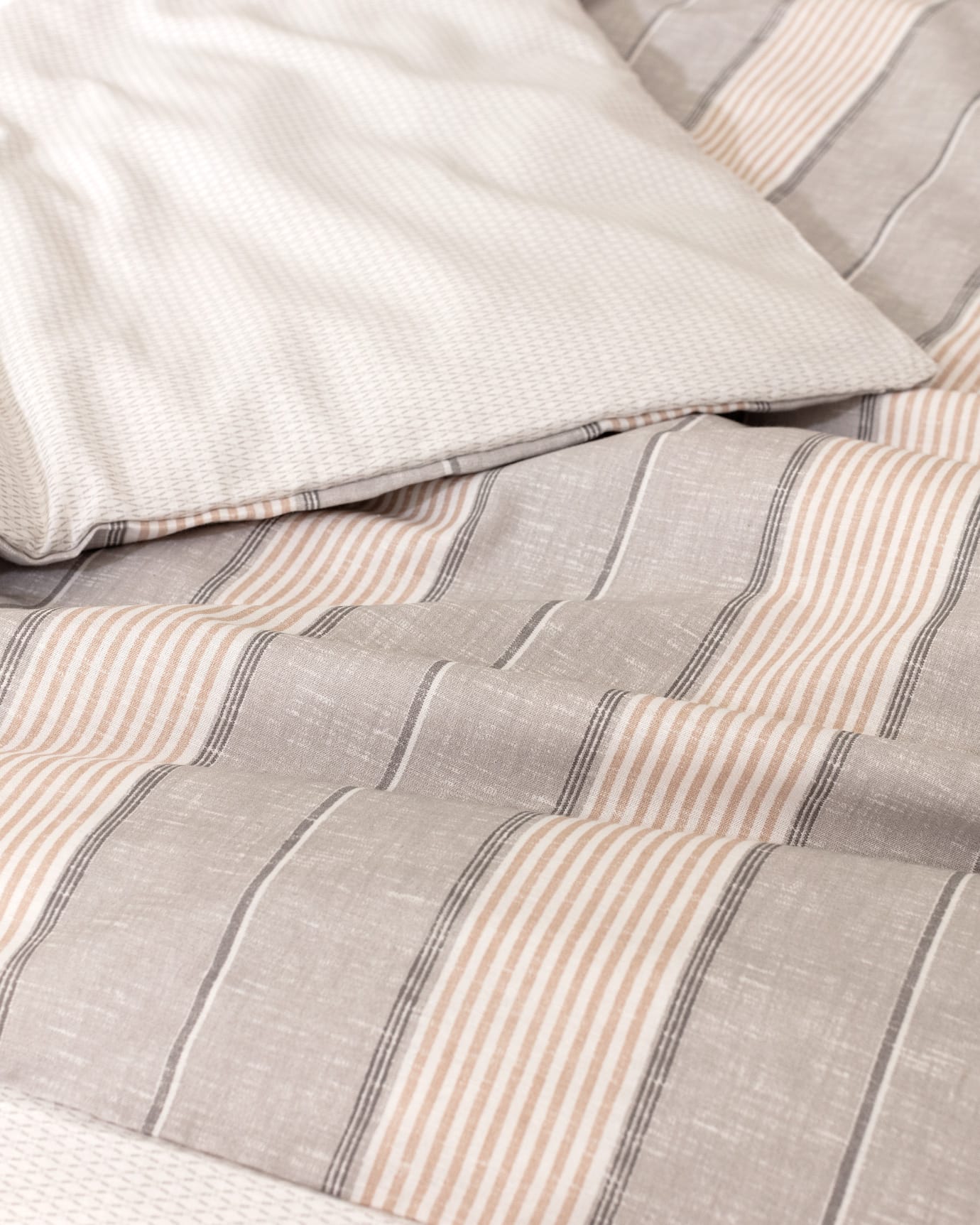 Set di biancheria da letto stampata in cotone doppia misura - Grigio e Beige