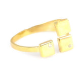 925 Sterling Silver Zircon Ring - Elegant Triple Square Setting