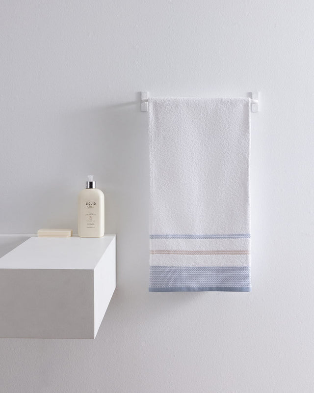 Luth Cotton Face Towel - Soft & Absorbent Hand Towel - Blue/Beige
