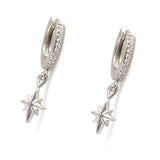 Premium 925 Sterling Silver North Star Stone Hoop Earrings