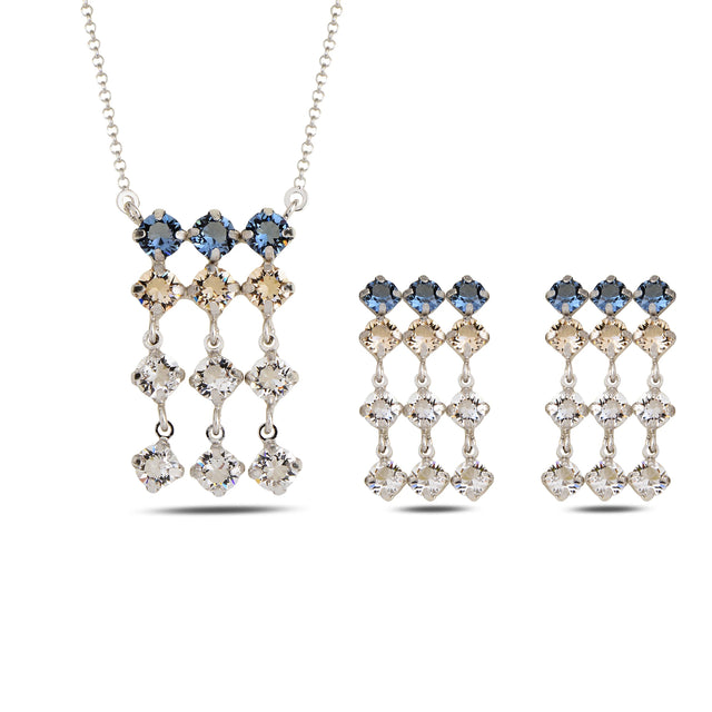 Sea-Inspired Blue Stone Jewelry Set - Dazzling Vertical Design