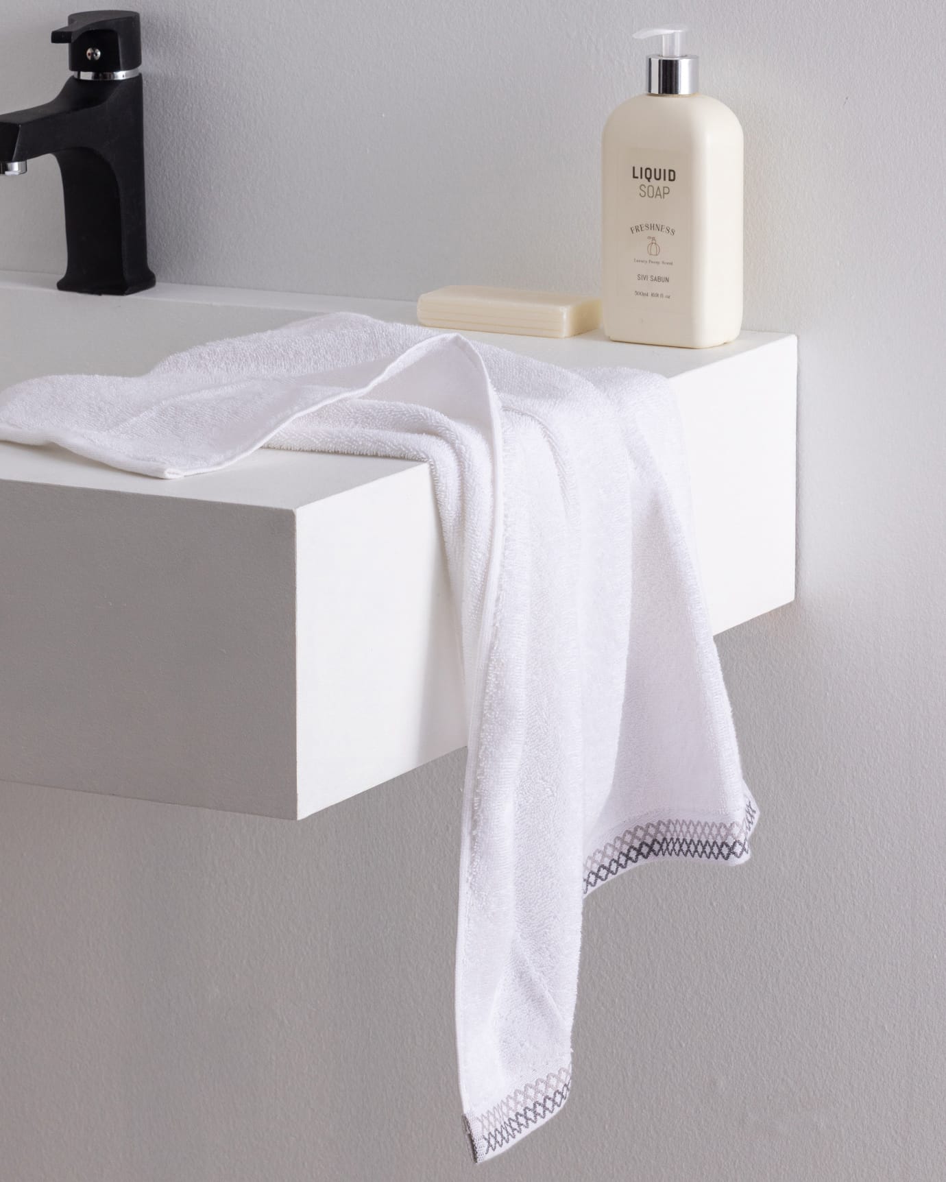 Soft Absorbent Cotton Face Towel - White & Gray