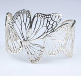 925 Sterling Silver Wide Butterfly Open Cuff Bangle Bracelet