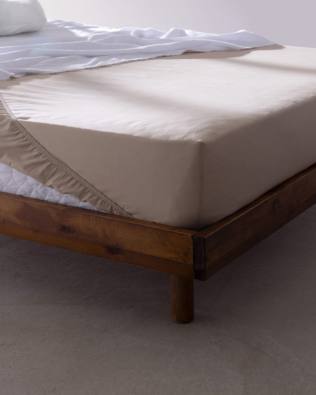 100% Cotton Ranforce King Size Fitted Sheet - Dark Beige