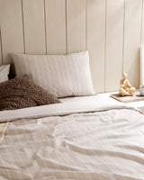 Ensemble de housse de couette double en mélange de coton - Tissage Dobby Amelia