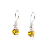 Premium Sterling Silver Large Round Yellow Citrine Earrings
