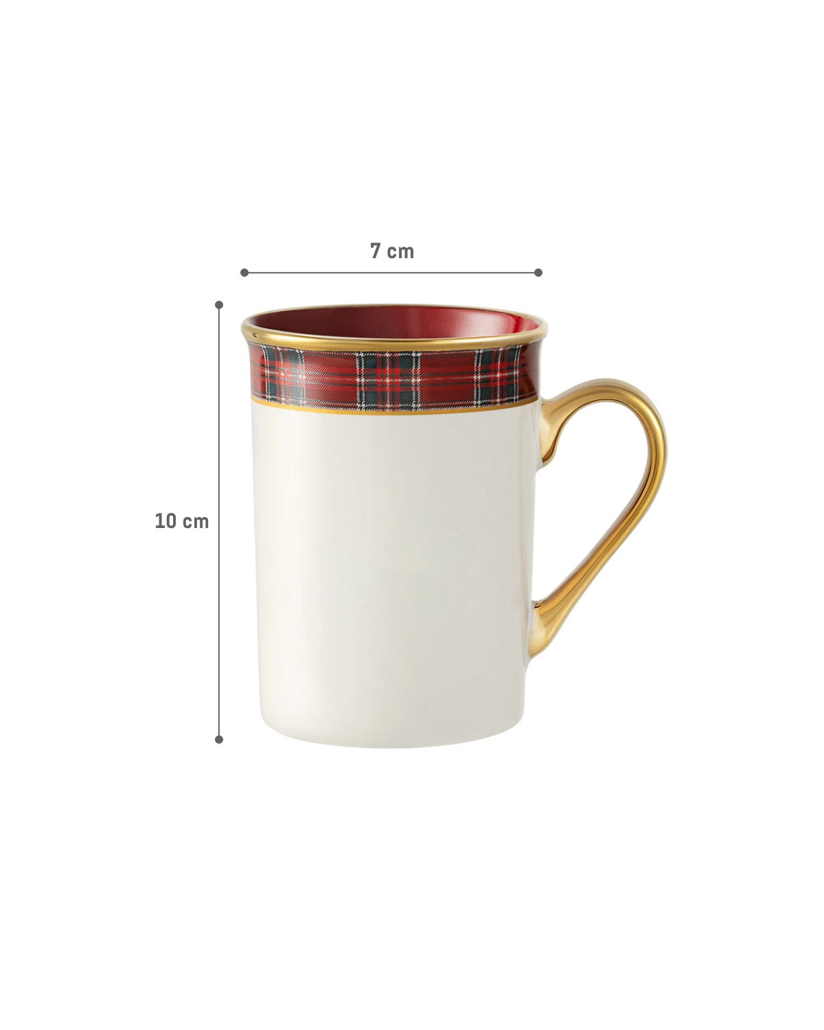 Reve Terra Ceramic Coffee Mug, White and Red, 280ml Capacity