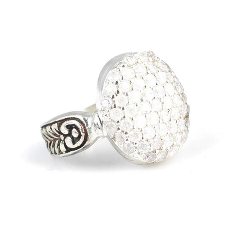 925 Sterling Silver Zircon Ring - Elegant Stone Embellishment
