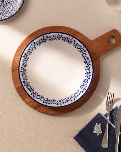 New Bone Serving Plate - Elegant Rêve Bleu Couronne Design