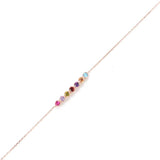 Premium 925 Sterling Rose Silver Colored Stone 7 Row Waterfall Bracelet