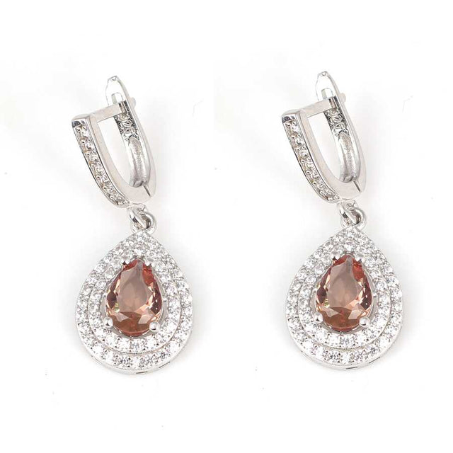 Sterling Silver Zultanite & Zircon Pear Dangle Earrings