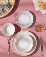 New Bone Porcelain 6-Person Dinner Set - Elegant Lines