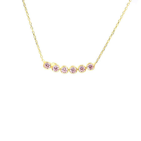 Professional 925 Sterling Silver 6 Row Pink Quartz Necklace
