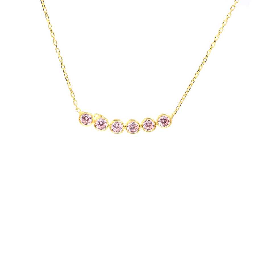 Professional 925 Sterling Silver 6 Row Pink Quartz Necklace