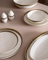 Fine Bone Porcelain 6-Person Dinnerware Set - Elegant White & Vizon