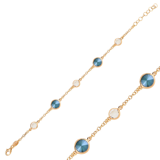 Rose Gold Plated Sterling Silver Bracelet - Minimalist Swarovski Sparkle