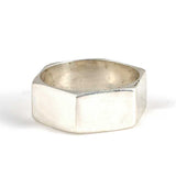 925 Sterling Silver Men's Ring - Polished Hexagonal Design