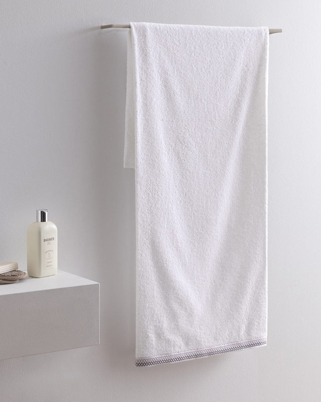 Soft Absorbent Cotton Bath Towel - White & Grey