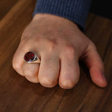 Men's 925 Sterling Silver Round Polished Synthetic Ruby Ring