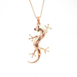 Sterling Silver Zircon Pendant Necklace - Elegant Lizard Design