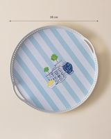 Durable Plastic Serving Tray - Round Braided Design