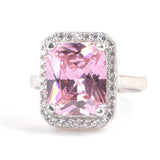 925 Sterling Silver Rectangular Pink Quartz & Zircon Entourage Ring