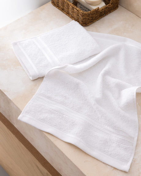 Premium 100% Cotton Hand Towel Set, 2-Pack - Plush & Absorbent with Decorative Border