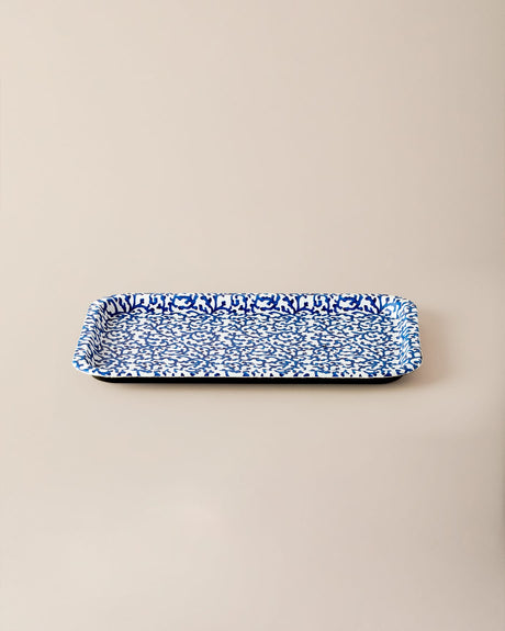 Plastic Rectangular Tray - Reve Bleu Blue & White Design