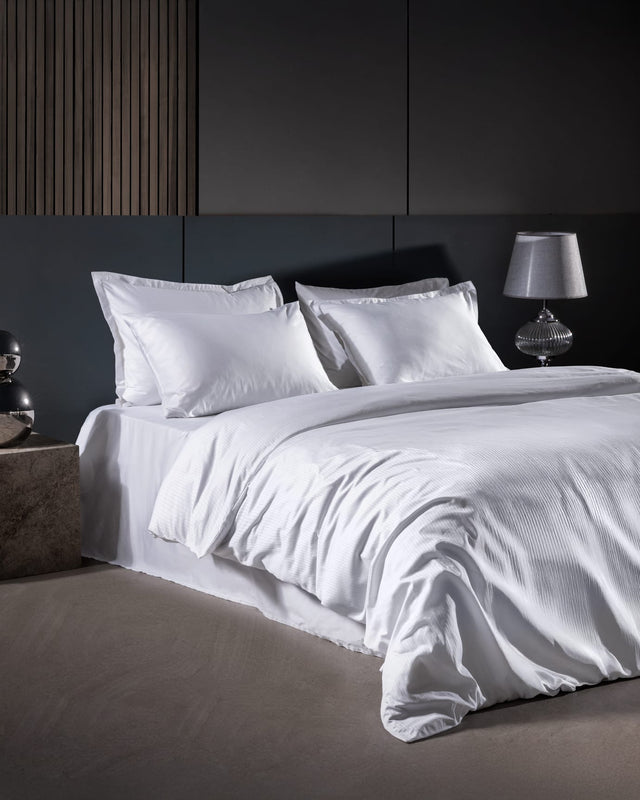 Luxury 100% Cotton Sateen King Size - Striped Duvet Cover Set