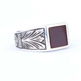 Sterling Silver Men's Ring - Patterned Agate Stone Design