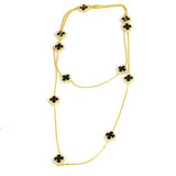Premium 925 Sterling Silver Clover Onyx Necklace