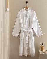 Unisex 100% Cotton Kimono Bathrobe - Soft Absorbent Spa Robe