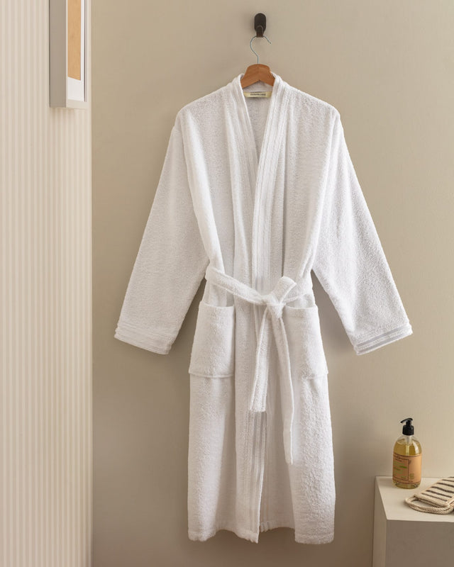 Unisex 100% Cotton Kimono Bathrobe - Soft Absorbent Spa Robe