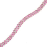 925 Sterling Silver Pink Zircon Gourmet Chain Bracelet