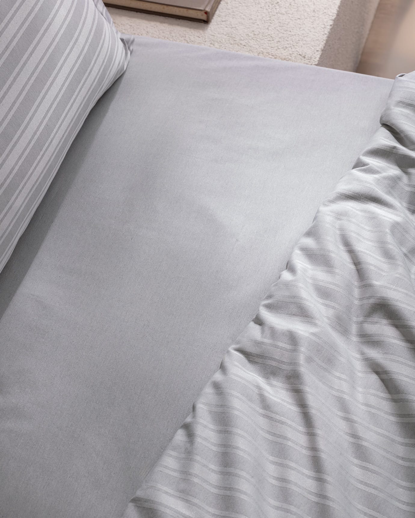 Cotton Blend Sateen Single Duvet Cover Set - Striped